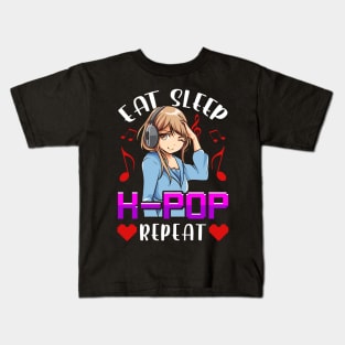 Cute Eat Sleep K-Pop Repeat KPop Korean Music Kids T-Shirt